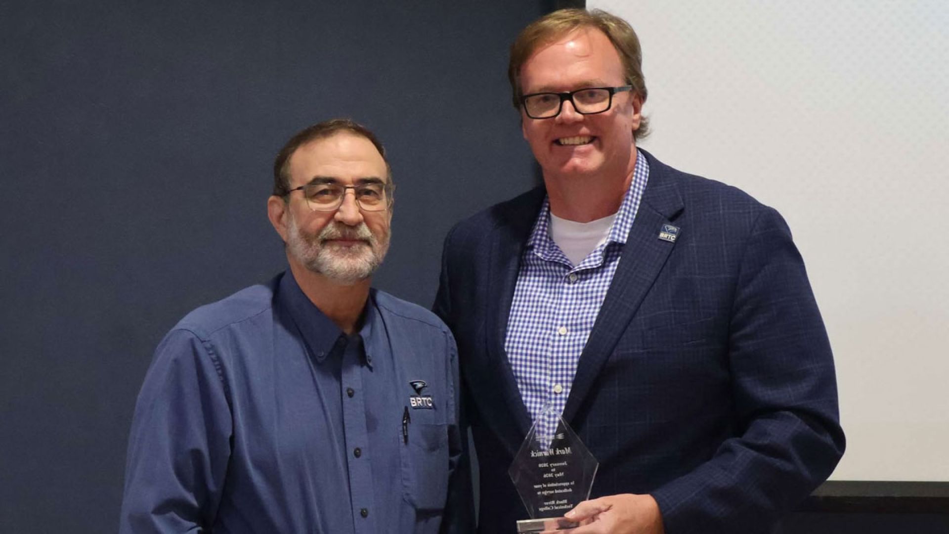 BRTC Library Director Mark Warnick with Dr. Brad Baine